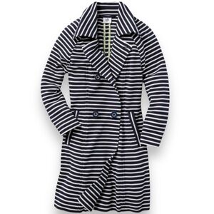 Cabi Maritime Nautical Stripe Double Breasted Knit Trench Jacket Women's Size XS